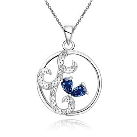 Wholesale Classic Silver Round CZ Necklace TGSPN106
