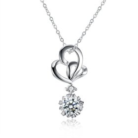 Wholesale Trendy Silver White CZ Necklace TGSPN109