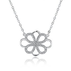 Wholesale Trendy Silver Geometric White CZ Necklace TGSPN188