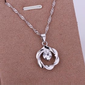 Wholesale Romantic Platinum Round CZ Pendants TGSPN608