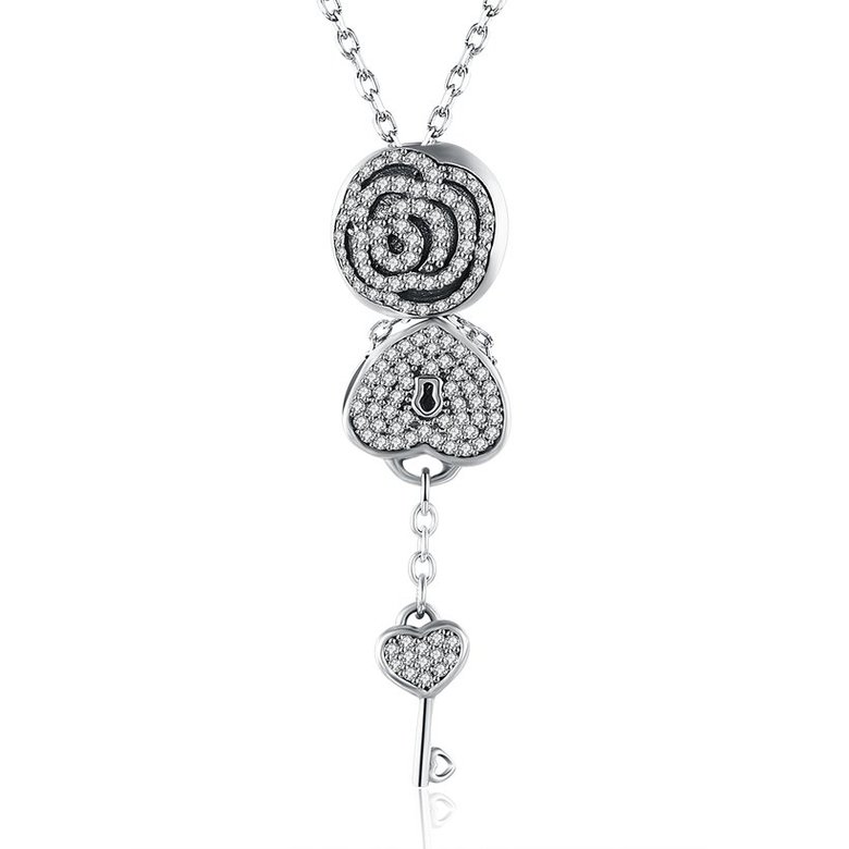 Wholesale Trendy 925 Sterling Silver Key CZ NecklaceLady TGSSN102