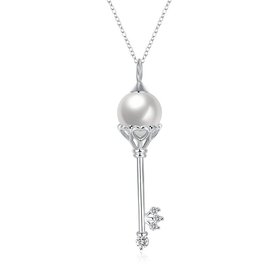 Wholesale Fashion 925 Sterling Silver Key CZ Necklace TGSSN138