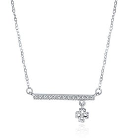 Wholesale 925 Silver Four Leaf Clover CZ Necklace TGSSN153