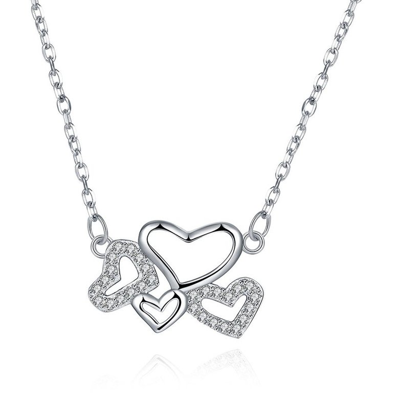Wholesale 925 Silver Heart CZ Necklace TGSSN158