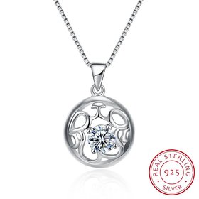 Wholesale Fashion 925 Sterling Silver Round CZ Hollow Necklace TGSSN010