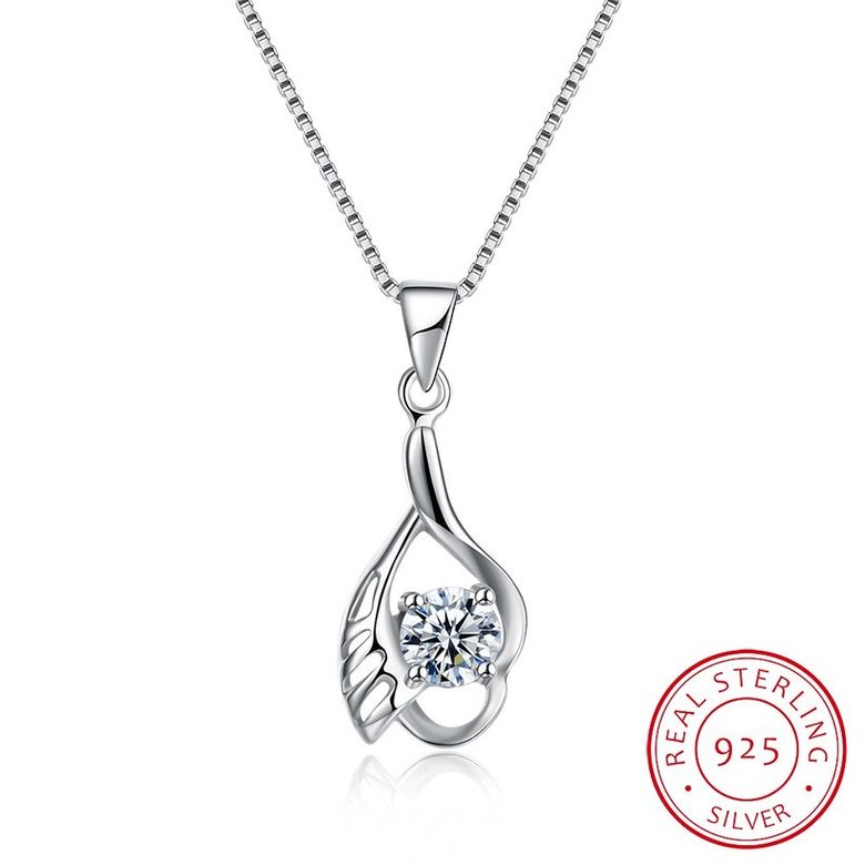 Wholesale Fashion 925 Sterling Silver CZ Wing Necklace TGSSN012