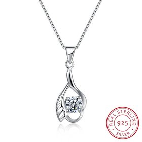 Wholesale Fashion 925 Sterling Silver CZ Wing Necklace TGSSN012