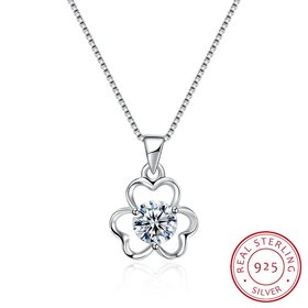 Wholesale Trendy 925 Sterling Silver CZ Flower Necklace TGSSN016
