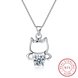 Wholesale 925 Silver Cute Cat CZ Necklace TGSSN018