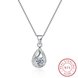 Wholesale Trendy 925 Sterling Silver Water Drop CZ Necklace TGSSN022