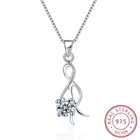 Wholesale Trendy 925 Sterling Silver CZ Necklace TGSSN034