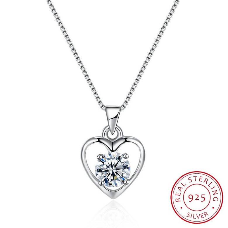 Wholesale Fashion 925 Sterling Silver Heart CZ Necklace TGSSN036
