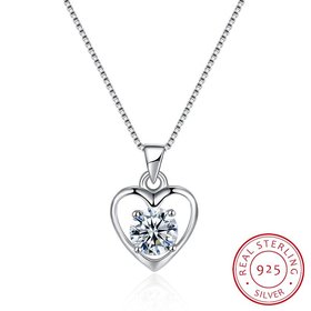 Wholesale Fashion 925 Sterling Silver Heart CZ Necklace TGSSN036