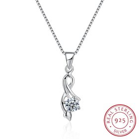 Wholesale Trendy 925 Sterling Silver Plant CZ Necklace TGSSN040