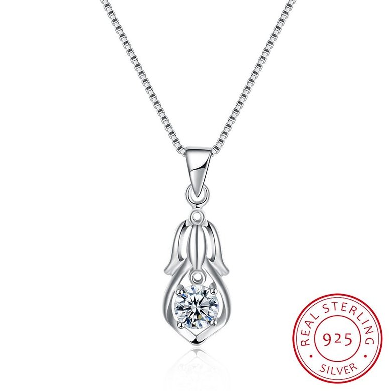 Wholesale Trendy 925 Sterling Silver CZ Necklace TGSSN044