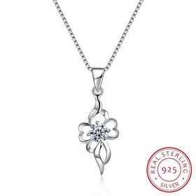 Wholesale Trendy 925 Sterling Silver CZ Necklace TGSSN047