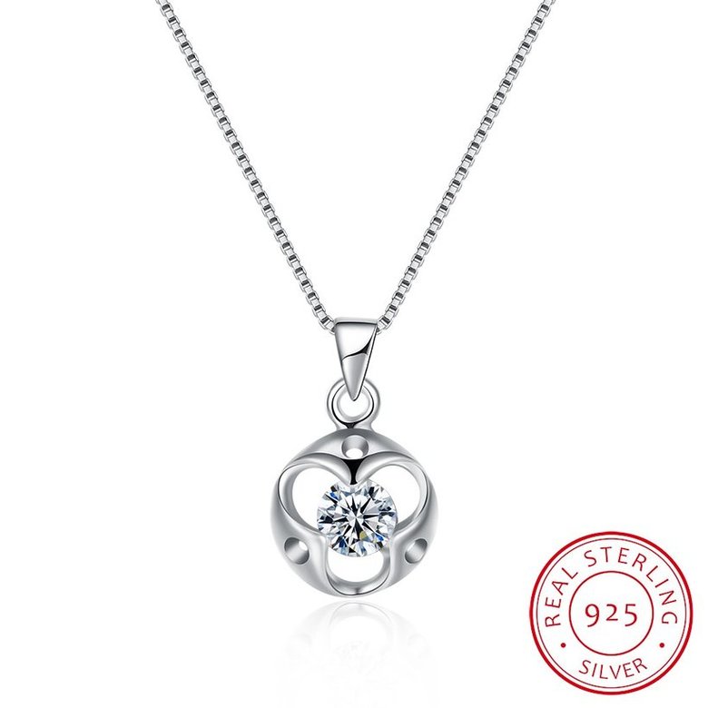 Wholesale Trendy 925 Sterling Silver Round CZ Necklace TGSSN048