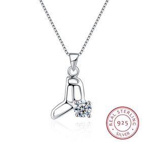 Wholesale Trendy 925 Sterling Silver Geometric CZ Necklace TGSSN049