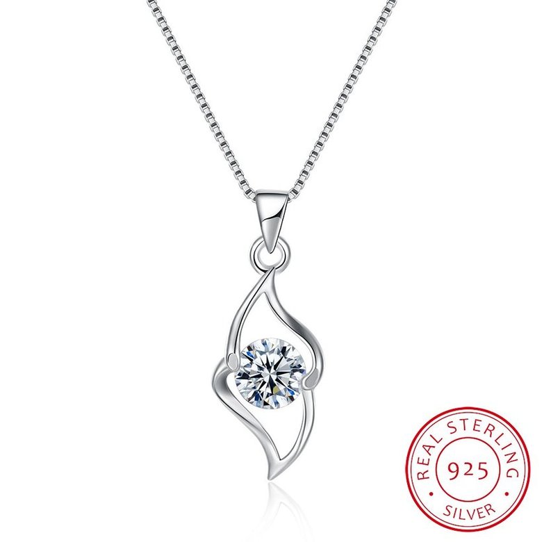 Wholesale Trendy 925 Sterling Silver Geometric CZ Necklace TGSSN050