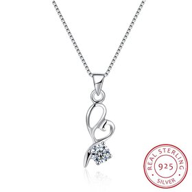 Wholesale Trendy 925 Sterling Silver Geometric CZ Necklace TGSSN052