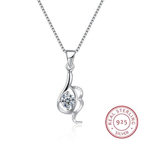 Wholesale Trendy 925 Sterling Silver Geometric CZ Necklace TGSSN053