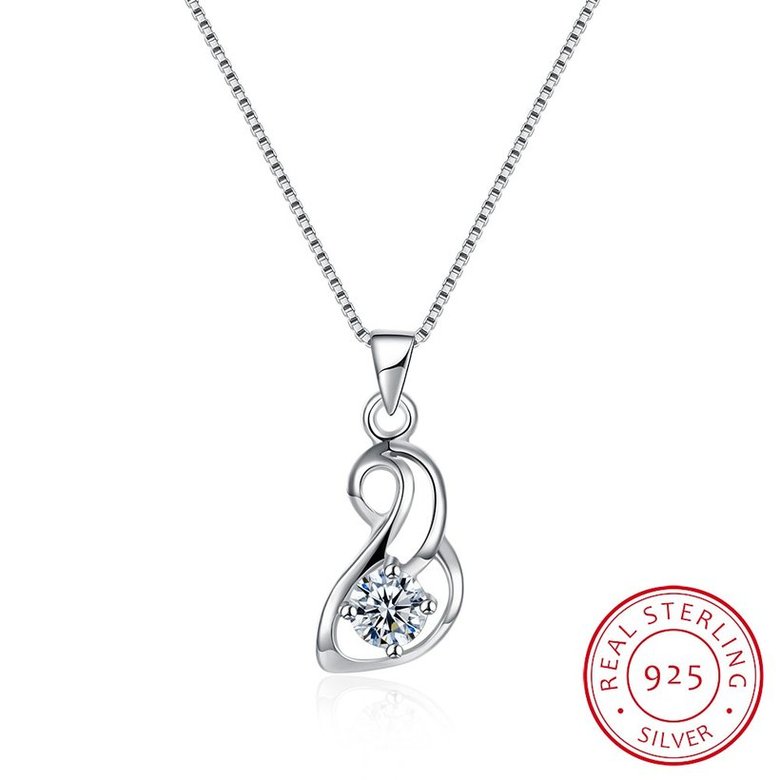 Wholesale Trendy 925 Sterling Silver Geometric CZ Necklace TGSSN058