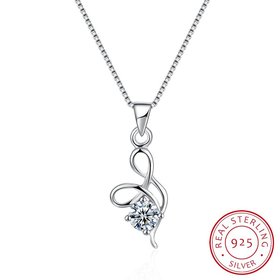 Wholesale Trendy 925 Sterling Silver Geometric CZ Necklace TGSSN060