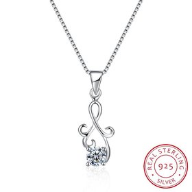 Wholesale Fashion 925 Sterling Silver Geometric CZ Necklac TGSSN061