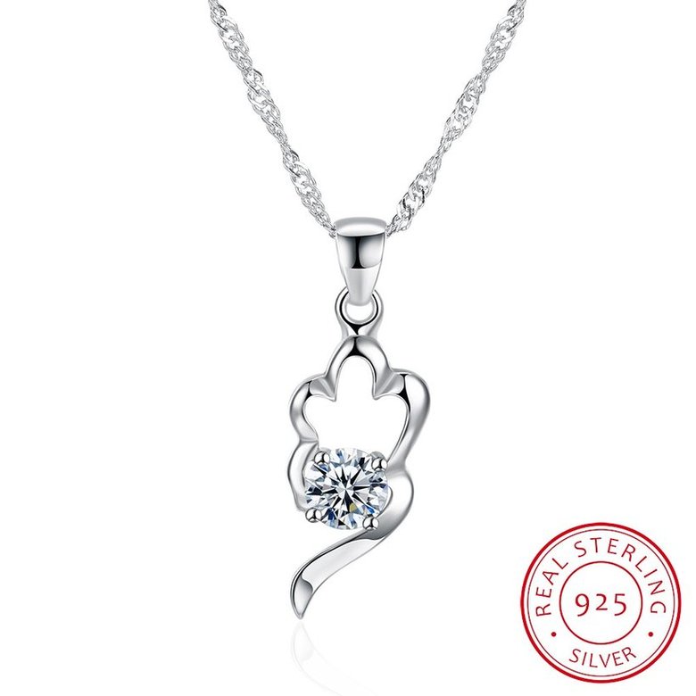 Wholesale Trendy 925 Sterling Silver CZ Necklace TGSSN066