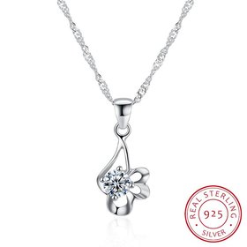 Wholesale Trendy 925 Sterling Silver CZ Necklace Discount TGSSN072