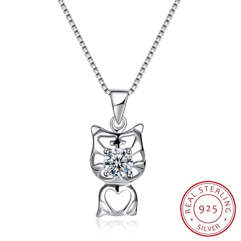 Wholesale 2018 New Style 925 Sterling Silver CZ Cat Necklace TGSSN089