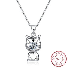 Wholesale 2018 New Style 925 Sterling Silver CZ Cat Necklace TGSSN089