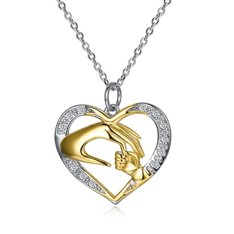 Wholesale new gem-set Romantic heart Pure S925 Sterling Silver Necklace TGSSN011