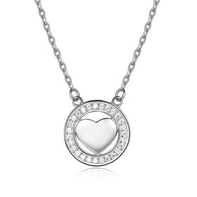Heart Creative CZ Pure S925 Sterling Silver Pandent Necklace