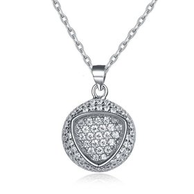 Wholesale Modern Stylish Heart CZ Pure S925 Sterling Silver Pandent Necklace TGSSN029
