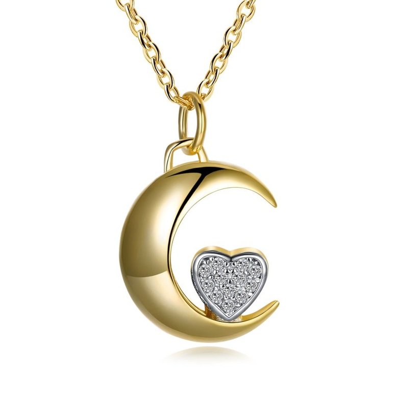 Wholesale Heart-shaped moon pure S925 Sterling Silver pandent Necklace TGSSN002