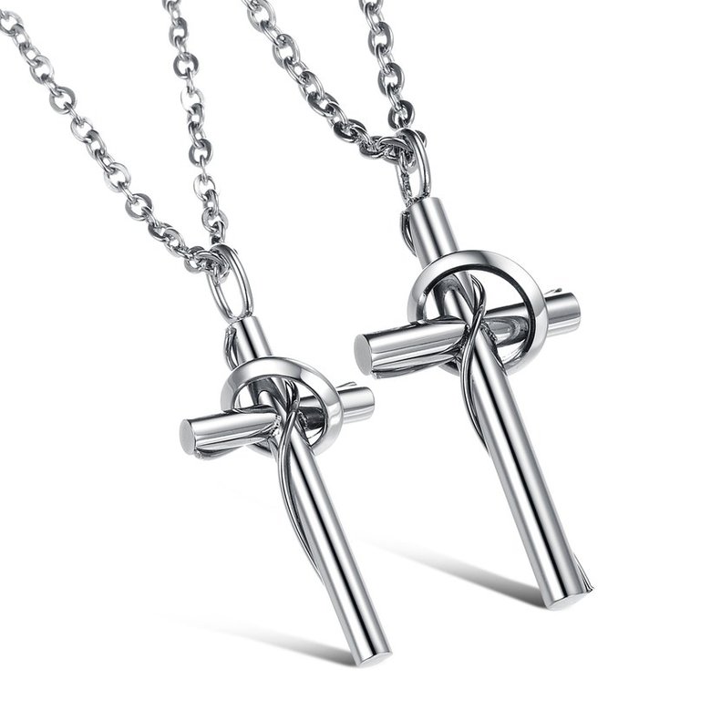 Wholesale The popularhot selling fashion stainless steel jewelry cross couples Necklace TGSTN030