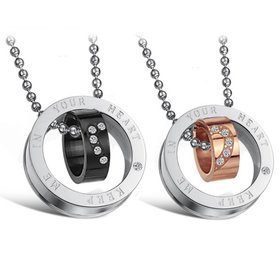 Wholesale Great Gift Love Symbols stainless steel couples Necklace pendants TGSTN049