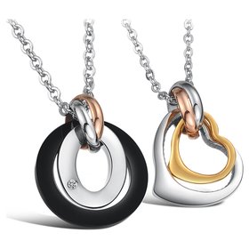 Wholesale Greatest Gift stainless steel couples Necklace CZ pendants TGSTN050