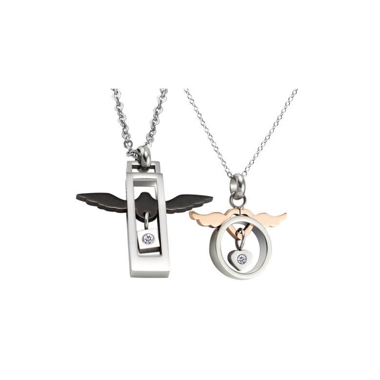 Wholesale Fashion stainless steel lover's jewelry Angel Wings couple Necklace TGSTN052