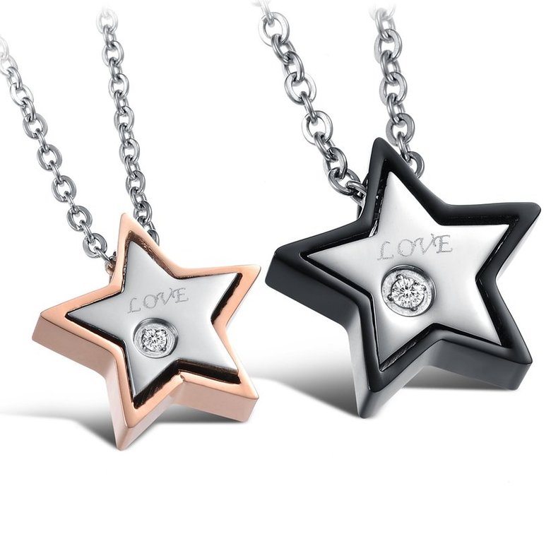 Wholesale Most popular stainless steel star couples Necklace TGSTN032