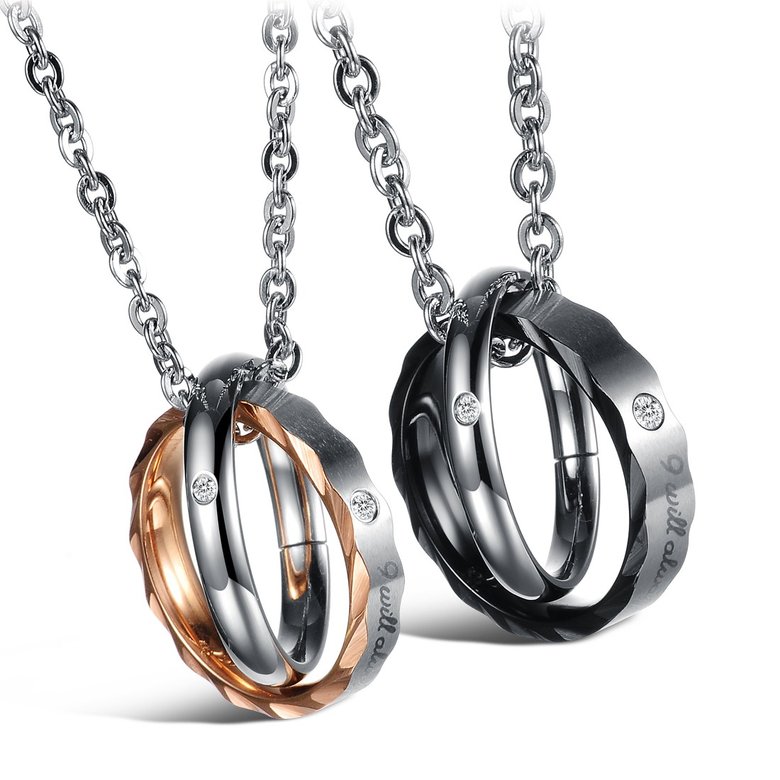 Wholesale Most popular rose gold stainless steel couples Necklace TGSTN121