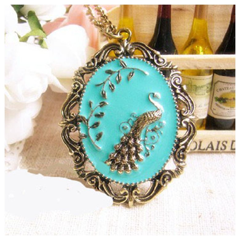 Wholesale Beautiful Peacock vintage Necklace Pendant For Women Jewelry Creative Gift Sweater chain VGN003