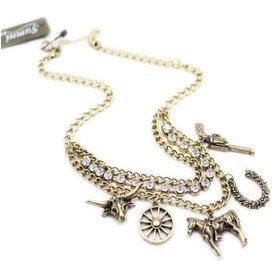 Wholesale Fashion pony horse Pendant Necklace for Women Layered Chain on the Neck With Lock Punk Jewelry  VGN010