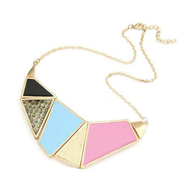 Wholesale KISSWIFE European and American fashion personality temperament wild geometric squares resin exaggeration Chain Bib necklace VGN017