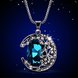 Wholesale Retro circle Hollowed out  sapphire crystal Pendants Necklace For Women Wedding Birthday Gift Jewelry VGN028