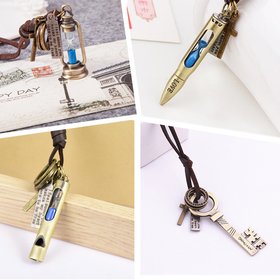 Wholesale Vintage Punk Cowhide Leather Bullet Gun Pistol Weapon Army Cross Loop Letter Tag Mens and women Gift VGN041