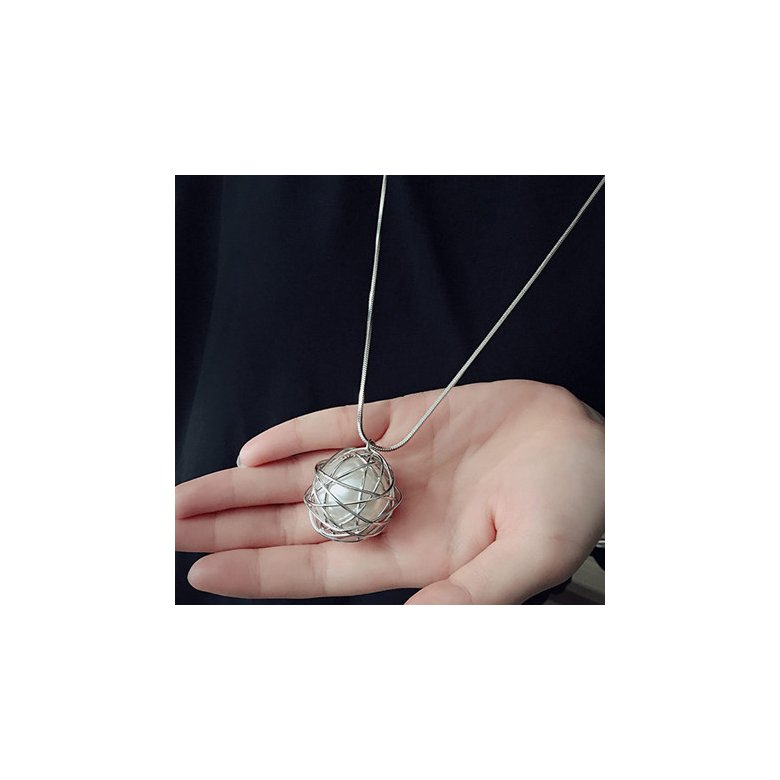 Wholesale Fashion Modern Girl Bird's Nest Large Round Simulated-Pearl Long Drop Necklace & Pendants Jewelry For Women Souvenir Party Gift VGN047