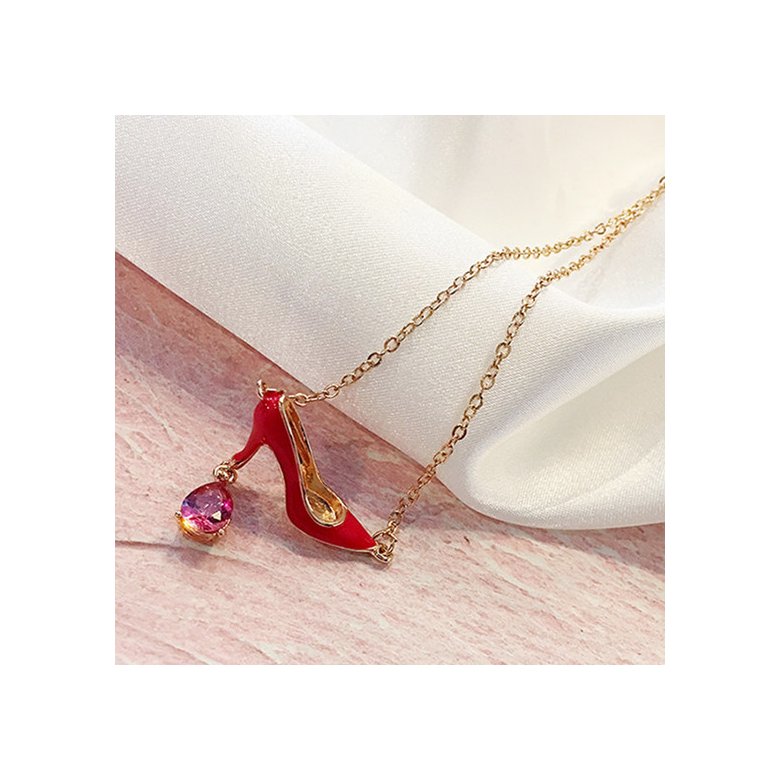 Wholesale Fashion High Quality cute Red High Heels Pendant Drop crystal necklace beach holiday gift VGN065