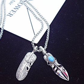 Wholesale Vintage Leaf Long Necklace Men's Eagle Claw Feather Pendant Necklaces For Men Women Beach Boho Fashion Necklaces 2020 VGN067